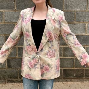 Vintage Faded Floral Print Blazer W 12‎